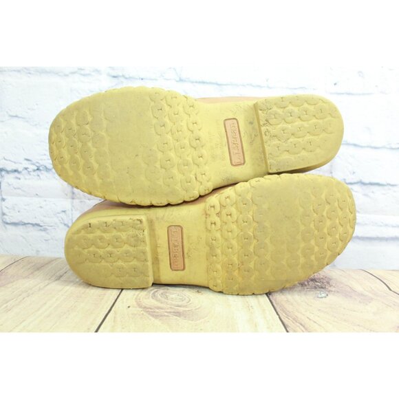 LL Bean Women's Yellow Leather Lace Up Unlined Ankle Duck Boots Size 10 M - Picture 9 of 9